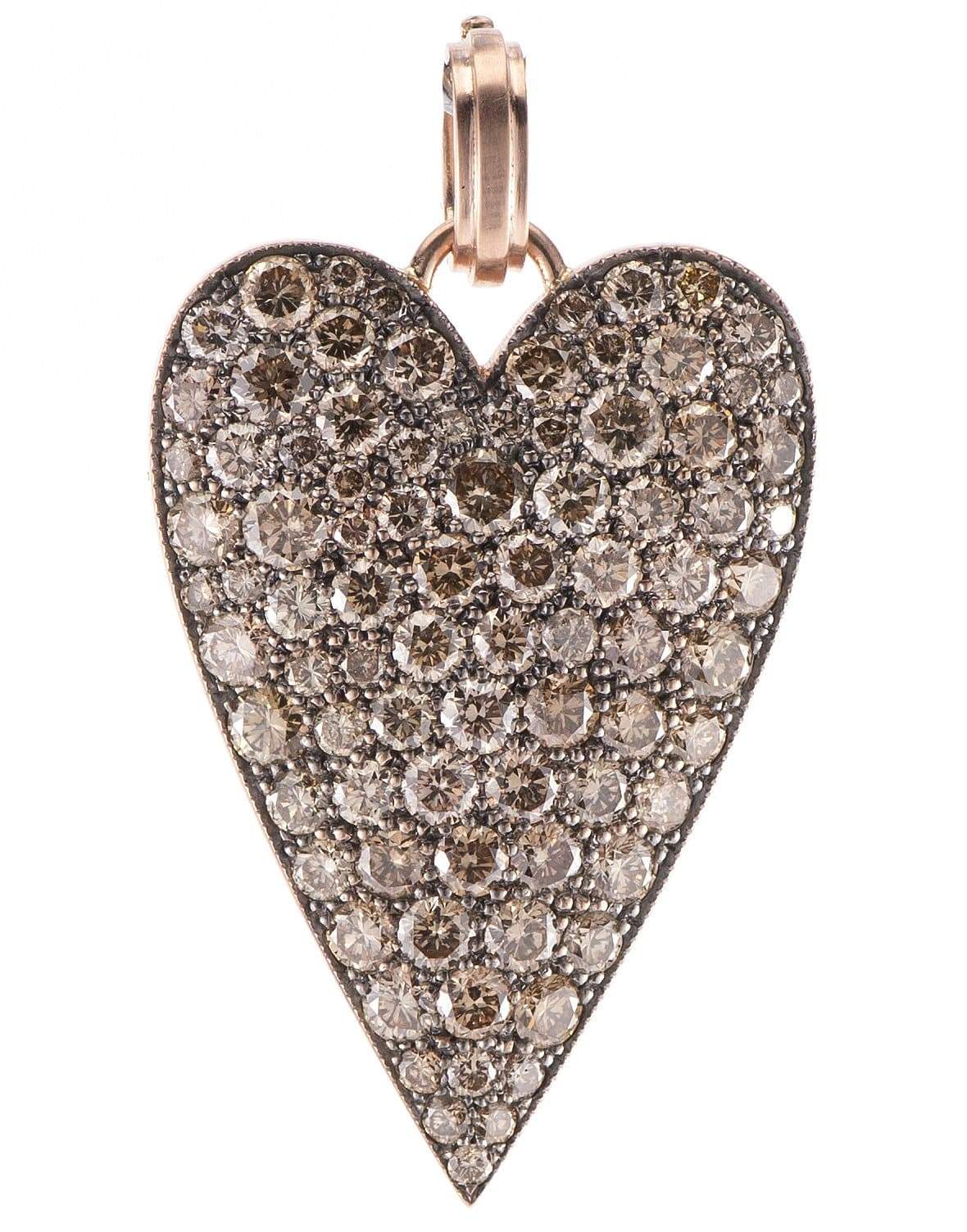 SYLVA & CIE-Large Champagne Diamond Heart Pendant-ROSE GOLD