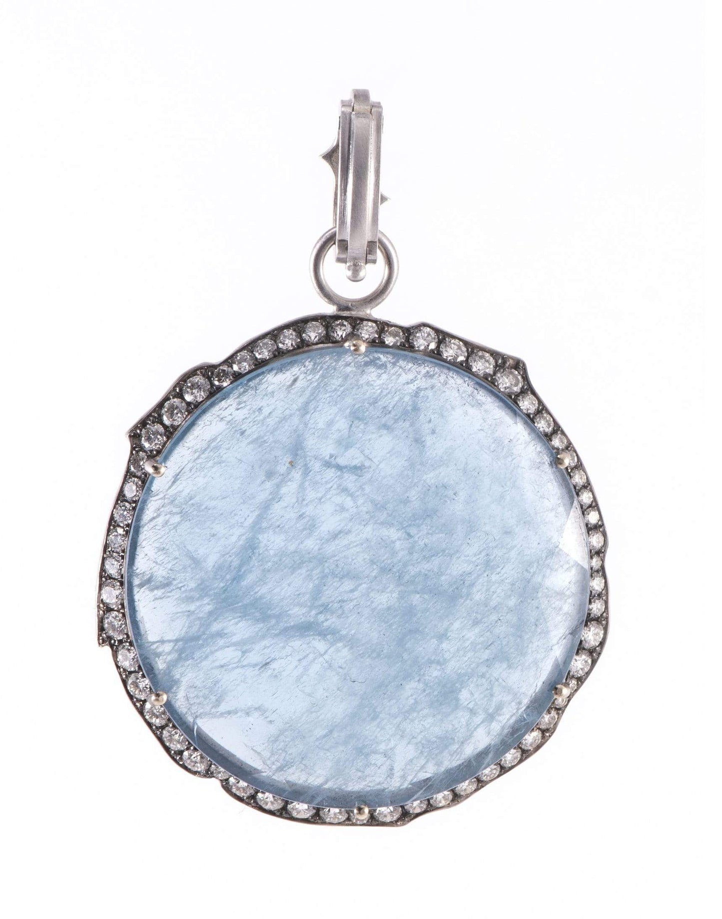 SYLVA & CIE-Aquamarine Slice and Diamond Pendant-WHITE GOLD