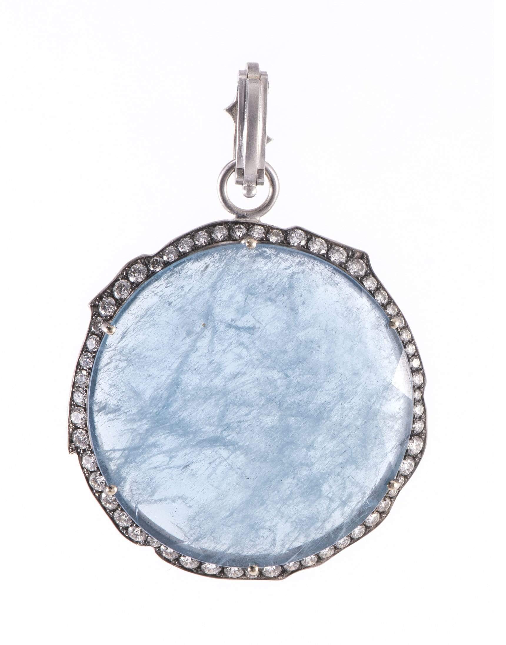 SYLVA & CIE-Aquamarine Slice and Diamond Pendant-WHITE GOLD