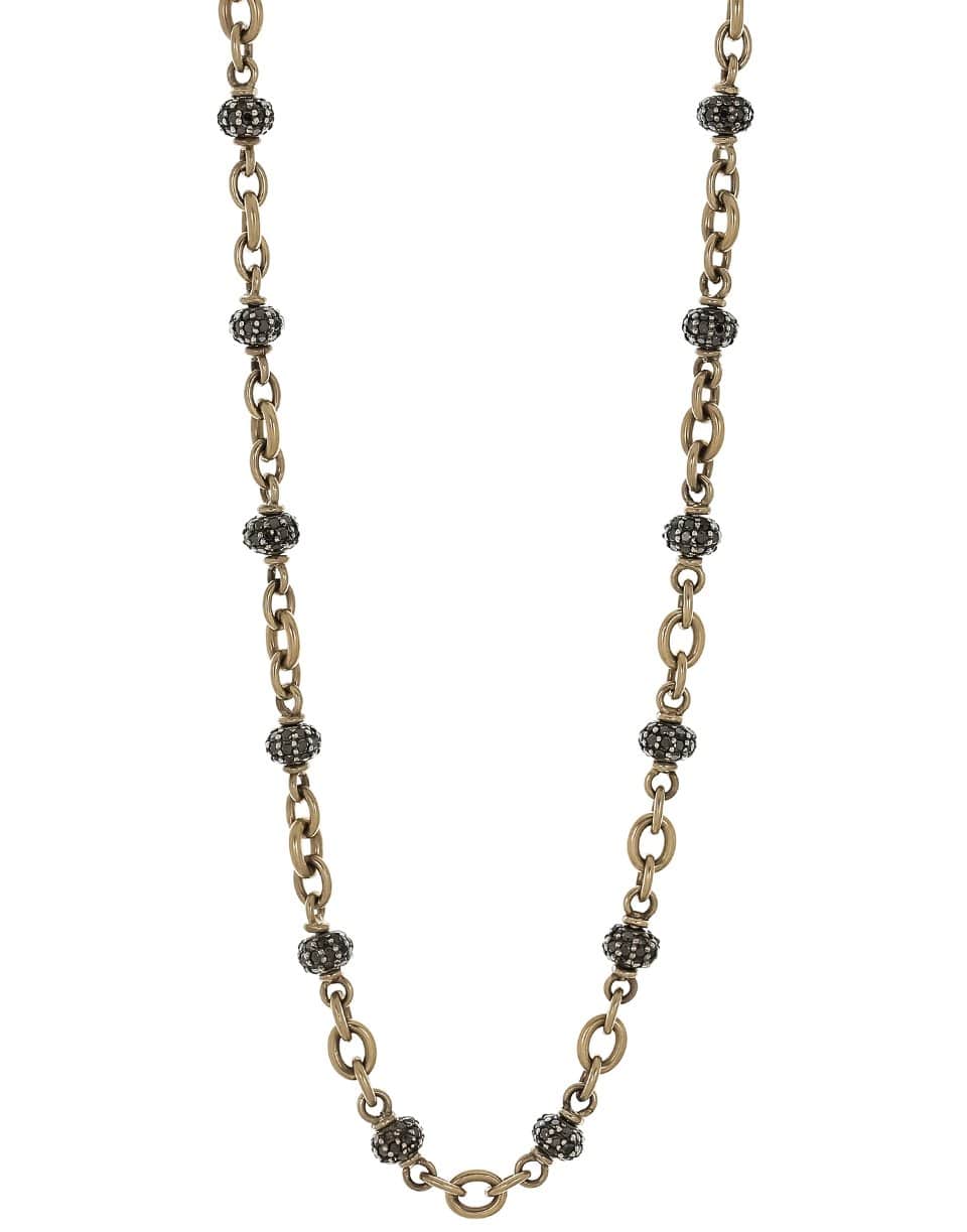 SYLVA & CIE-Black Diamond Ball Chain Necklace-WHITE GOLD
