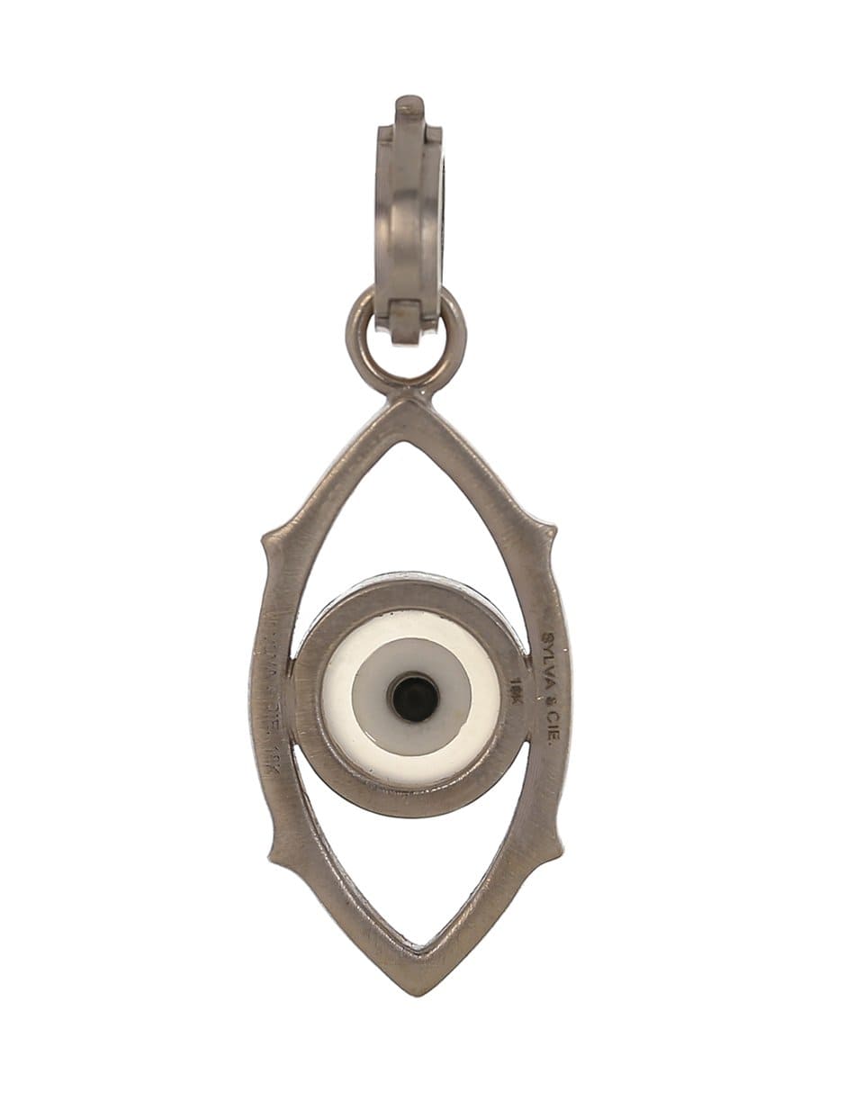 SYLVA & CIE-Grey Agate Evil Eye Charm-WHITE GOLD