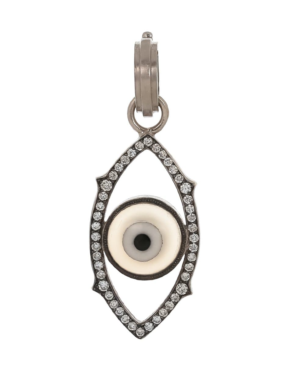 SYLVA & CIE-Grey Agate Evil Eye Charm-WHITE GOLD