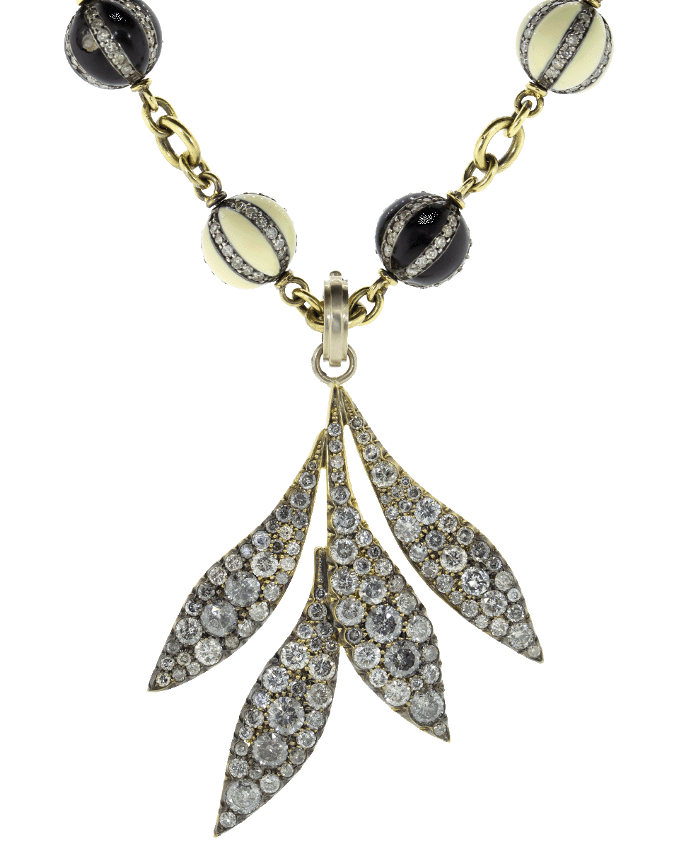 SYLVA & CIE-Grey Diamond Leaf Pendant-WHITE GOLD