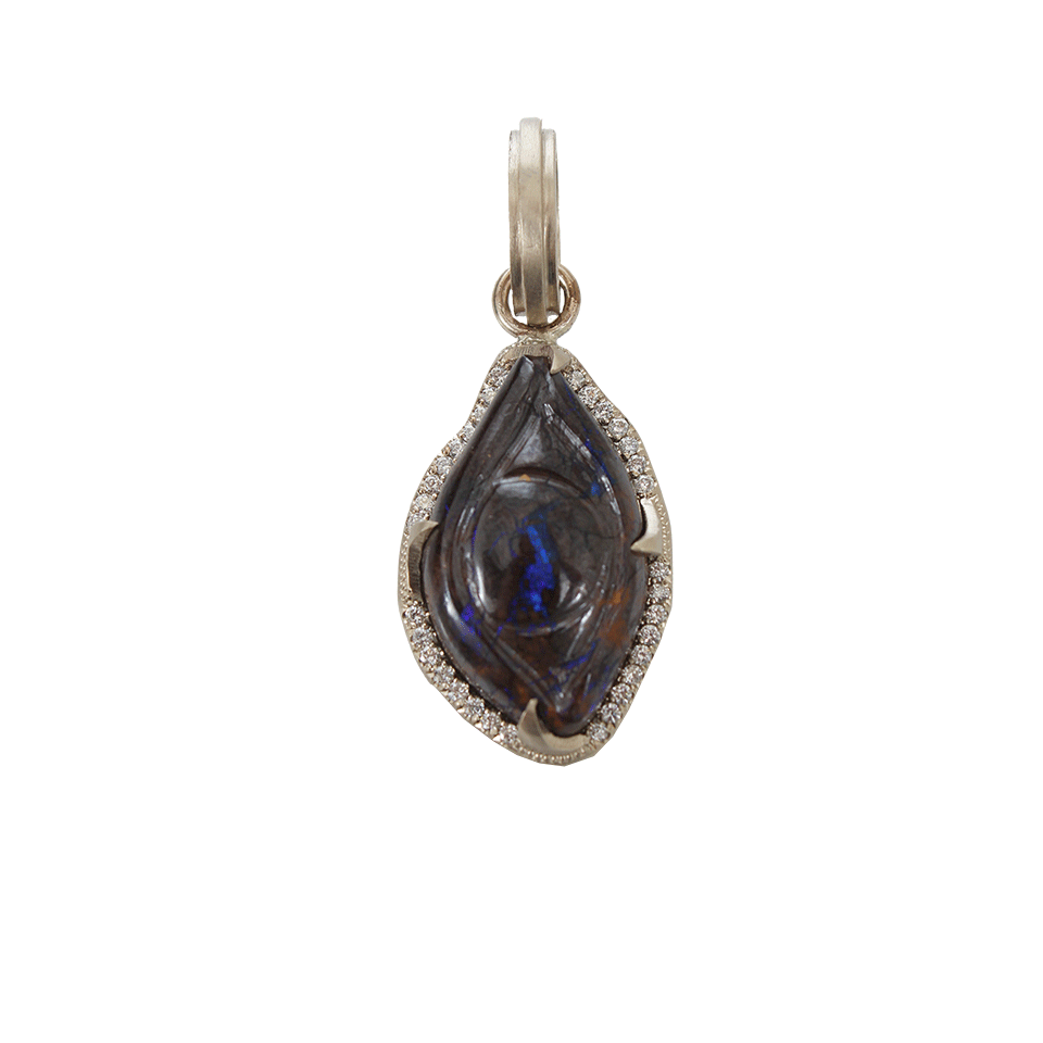 SYLVA & CIE-Hand Carved Opal Evil Eye Pendant-WHITE GOLD