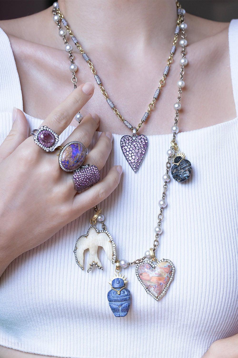 SYLVA & CIE-Pink Ceylon Sapphire Heart Pendant-WHITE GOLD