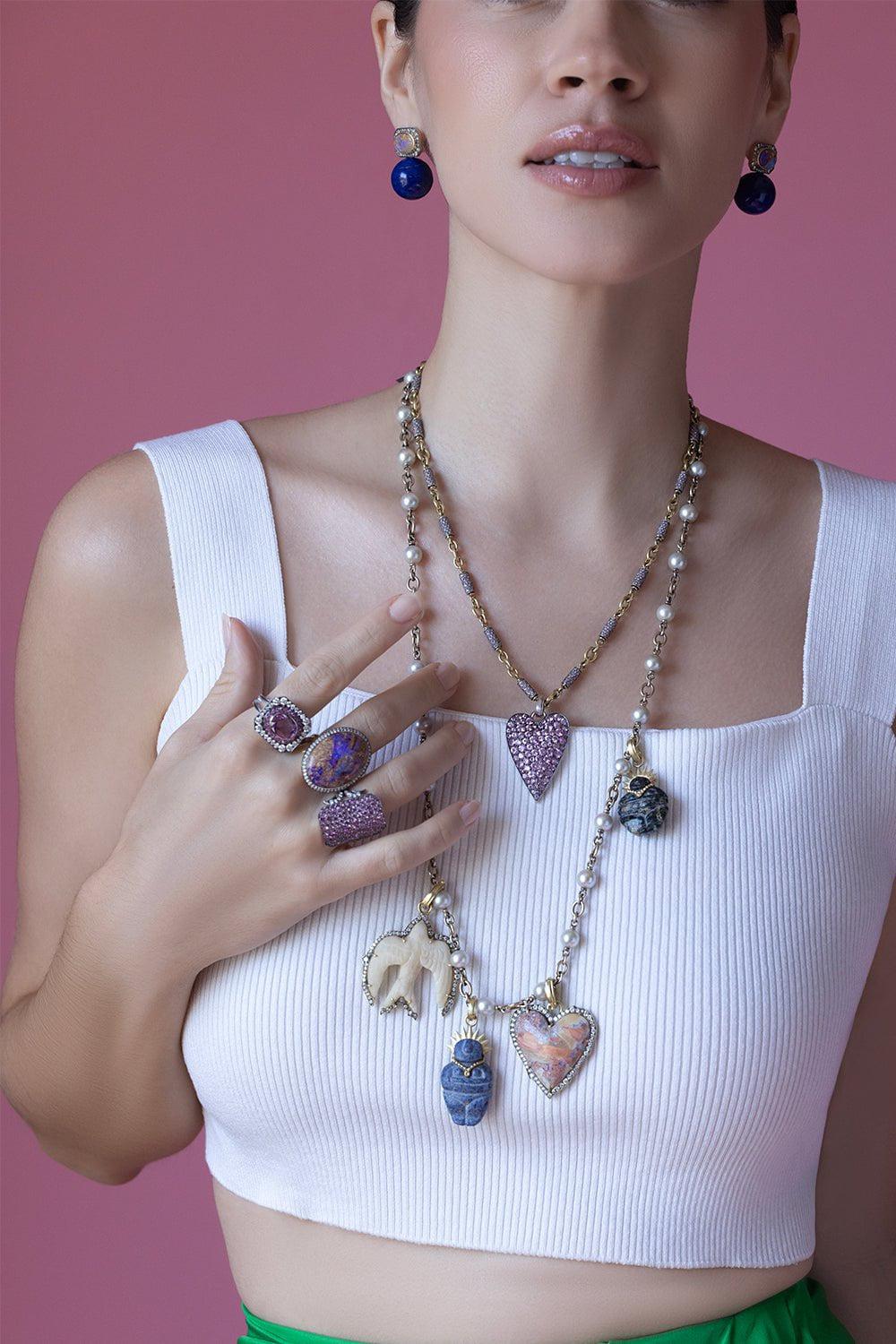 SYLVA & CIE-Pink Ceylon Sapphire Heart Pendant-WHITE GOLD