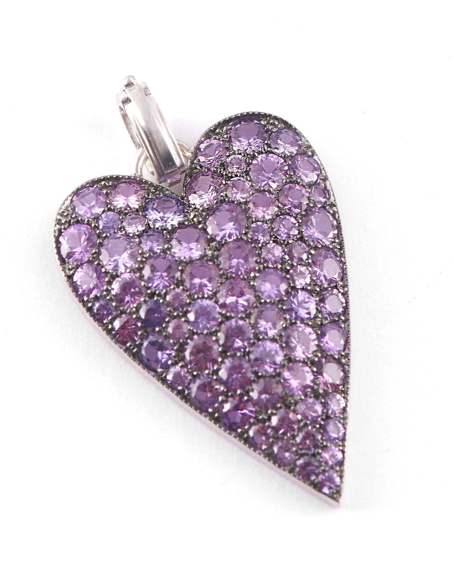 SYLVA & CIE-Purple Sapphire Heart Pendant-WHITE GOLD