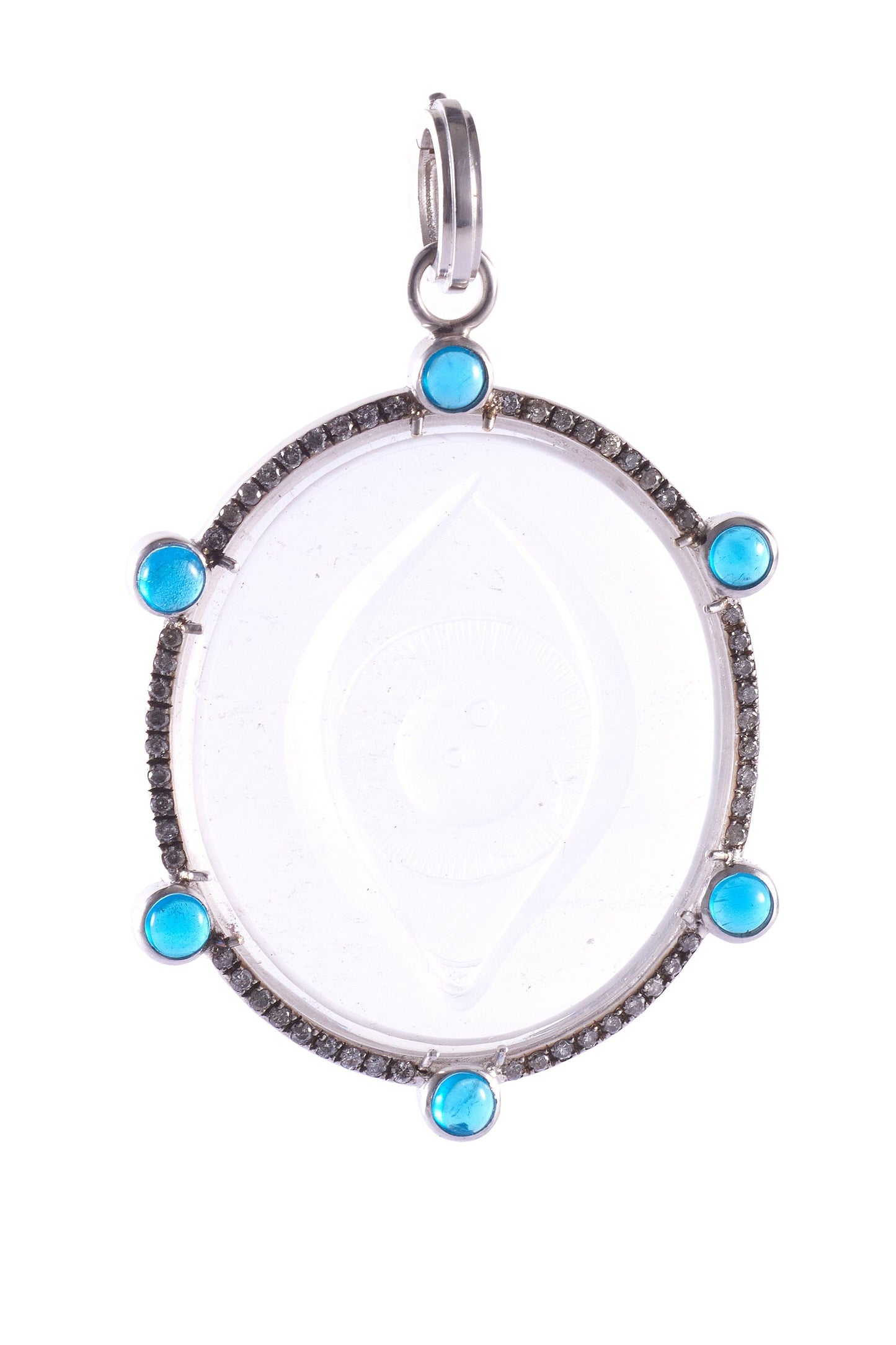 SYLVA & CIE-Quartz Eye Carving Pendant-WHITE GOLD