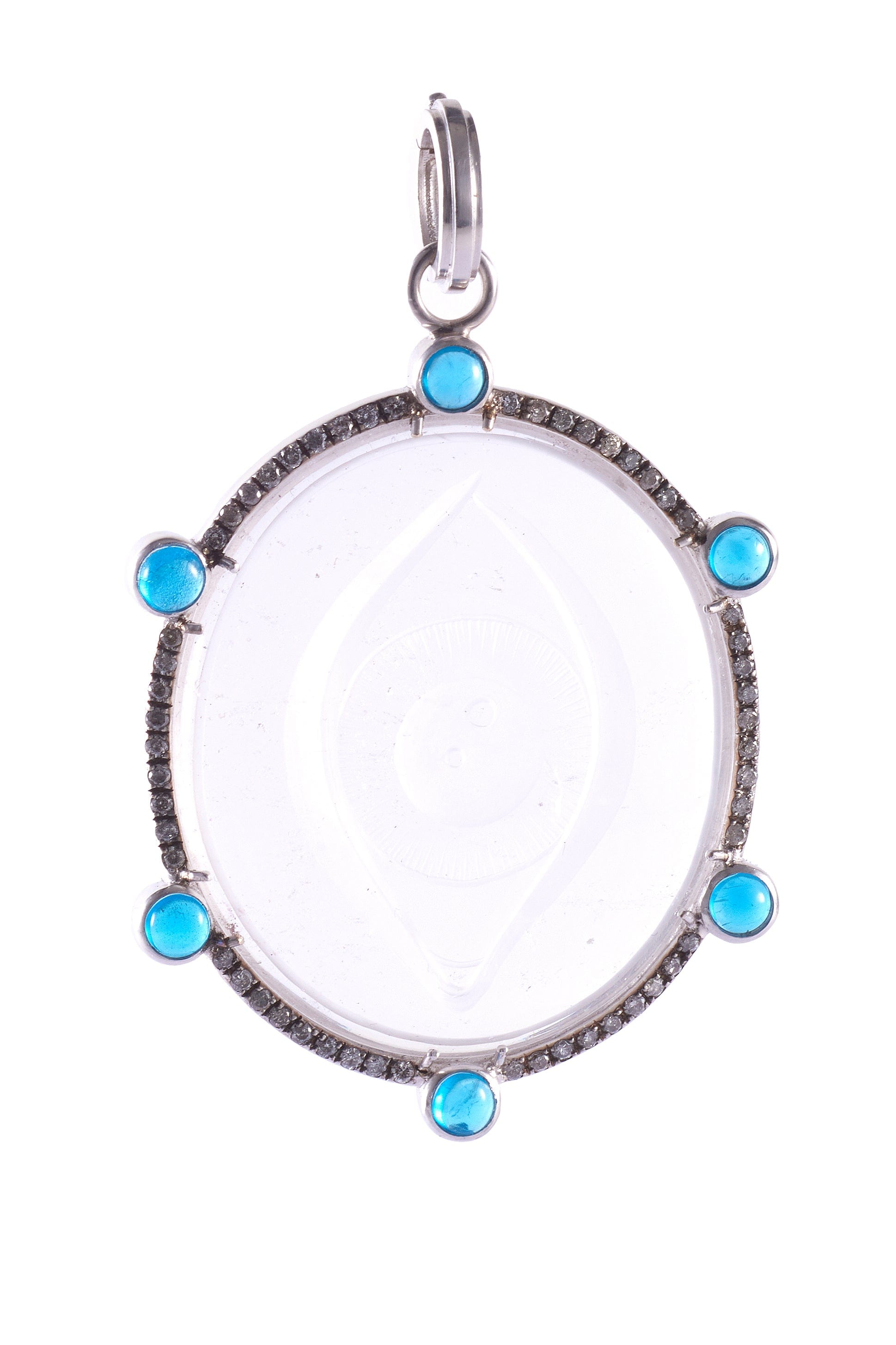 SYLVA & CIE-Quartz Eye Carving Pendant-WHITE GOLD