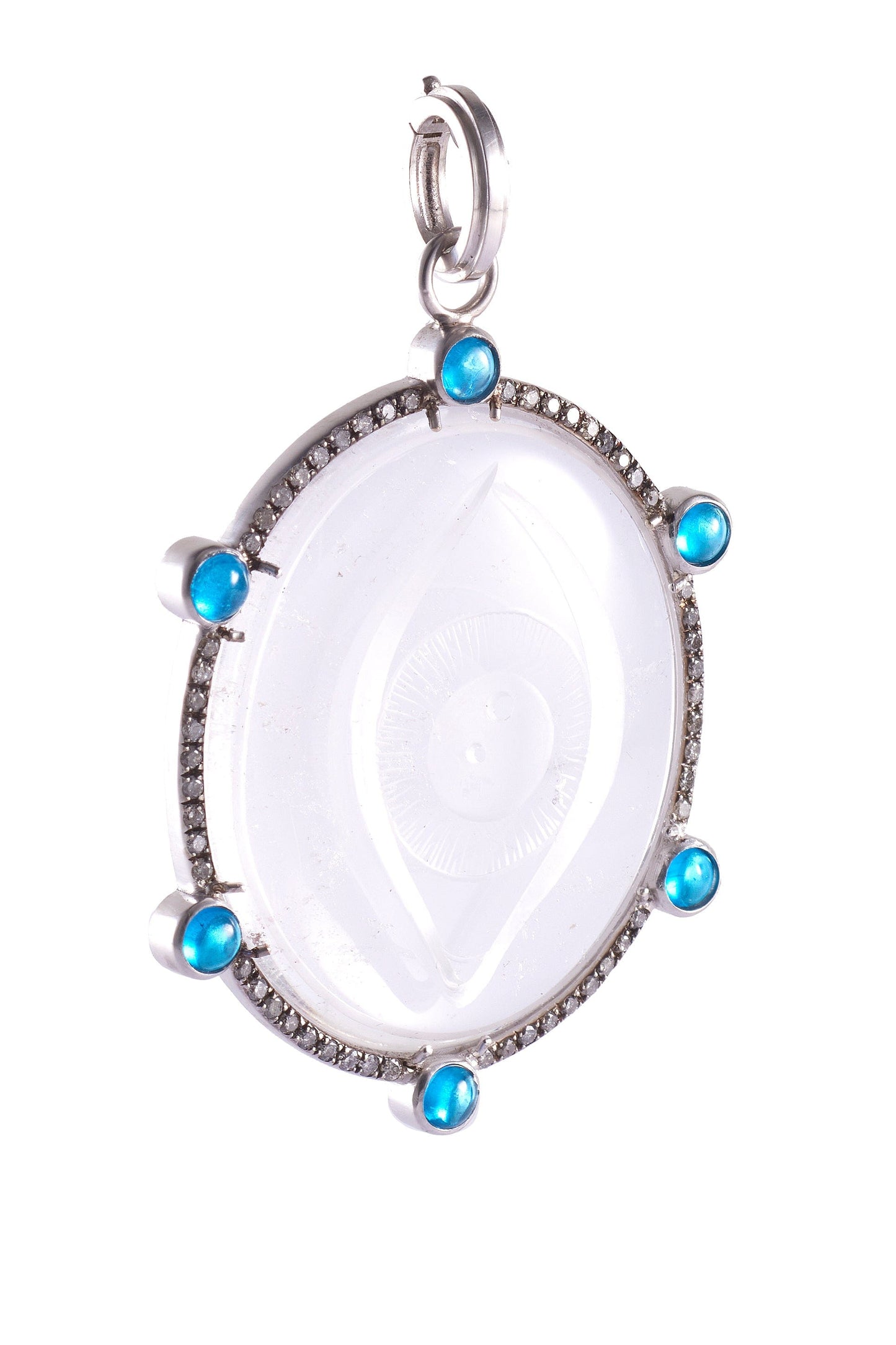 SYLVA & CIE-Quartz Eye Carving Pendant-WHITE GOLD