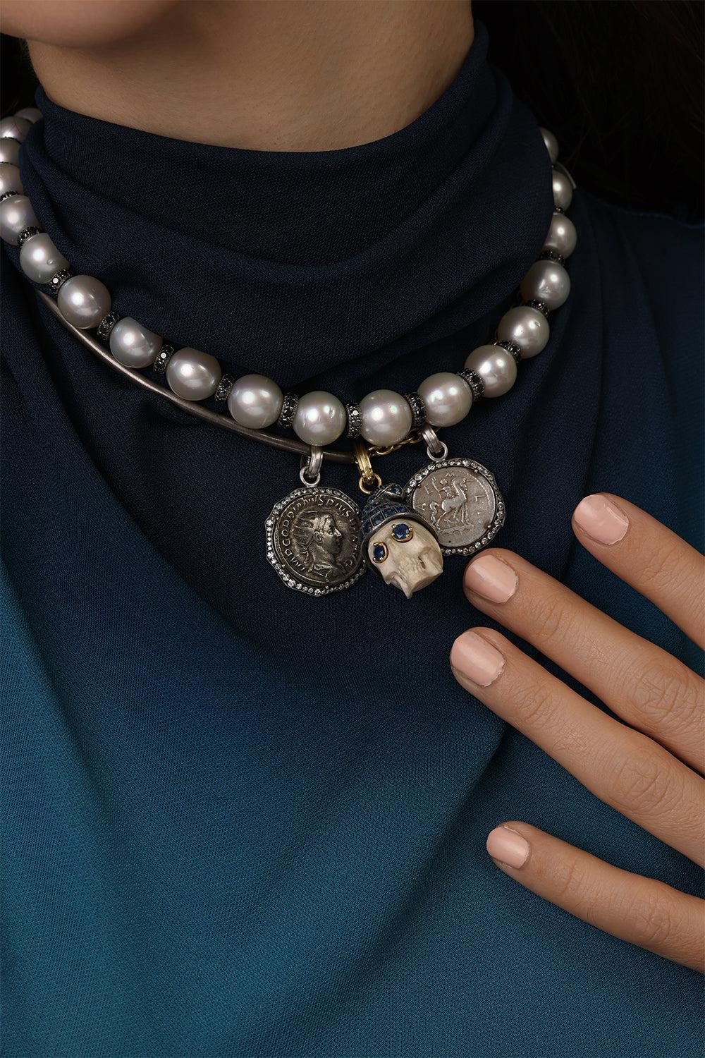 Roman Empire Gordian III Coin-WHITE GOLD-JEWELRYFINE JEWELPENDANT-SYLVA & CIE