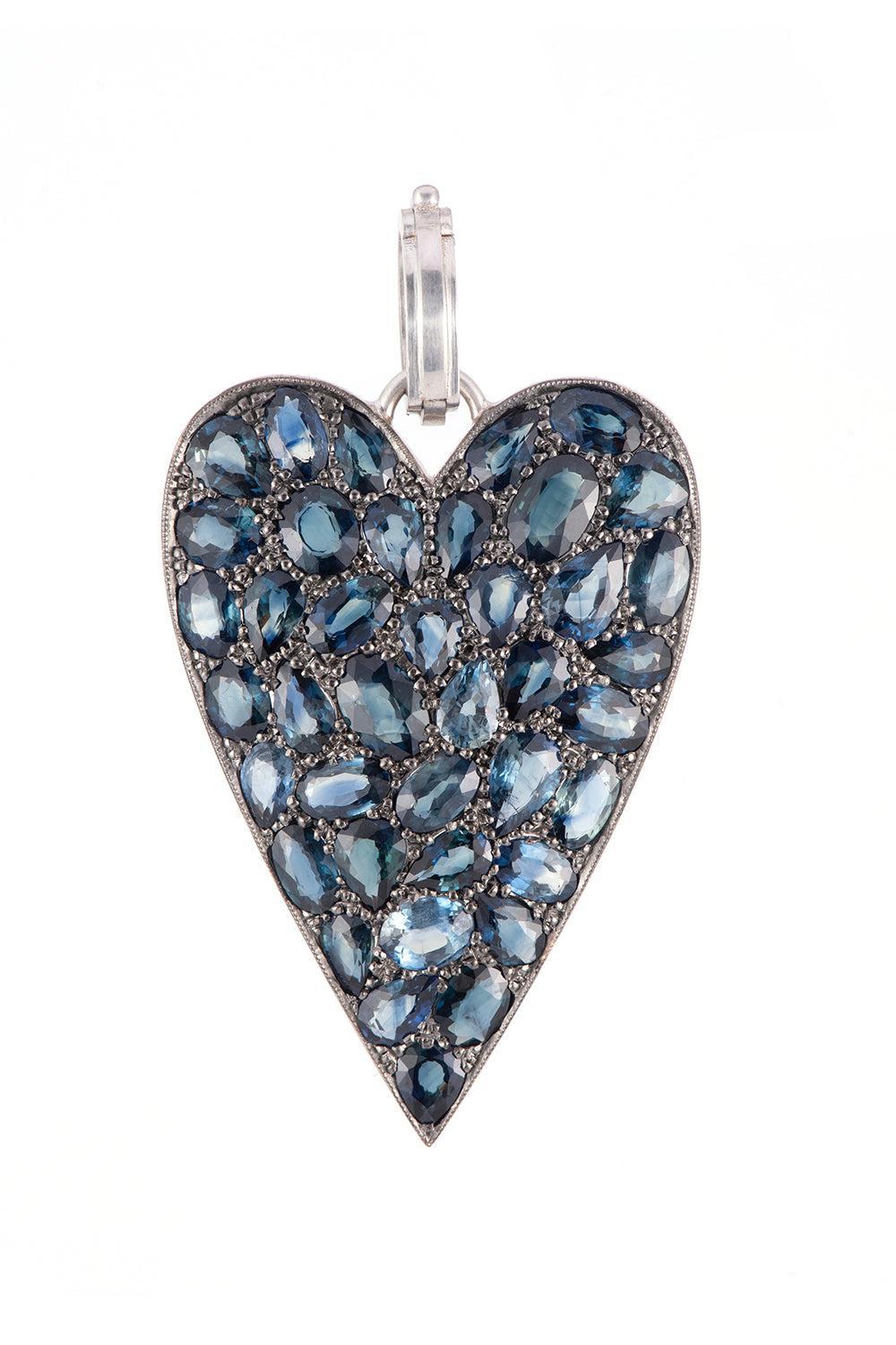 Sapphire Ten Table Heart Pendant-WHITE GOLD-JEWELRYFINE JEWELPENDANT-SYLVA & CIE