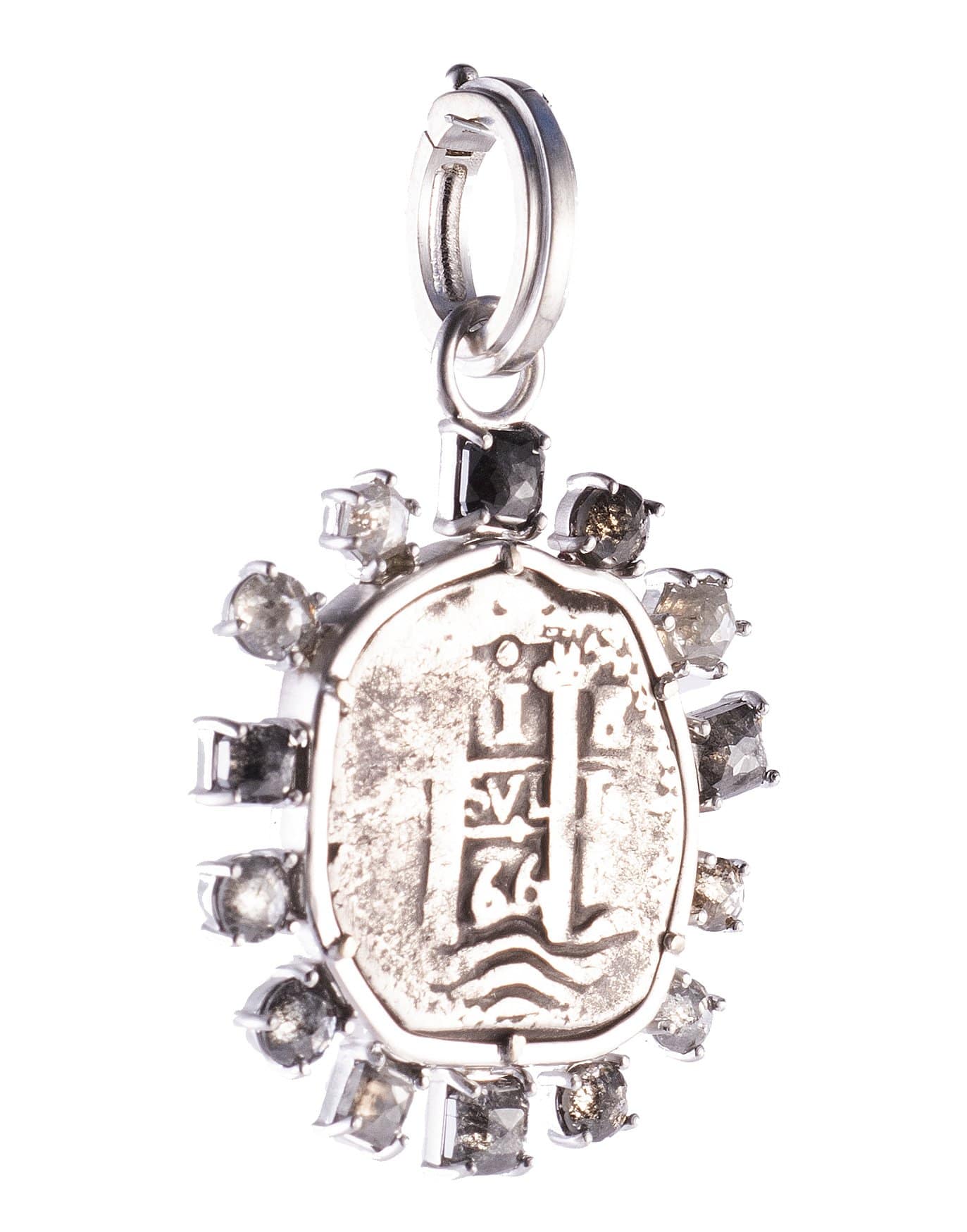 SYLVA & CIE-Shipwreck Coin Rough Cut Diamond Pendant-WHITE GOLD