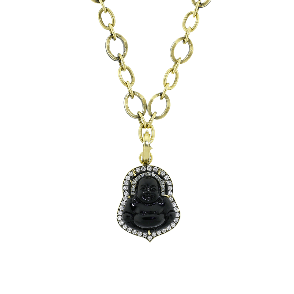 SYLVA & CIE-Black Jade Buddha Pendant-YELLOW GOLD