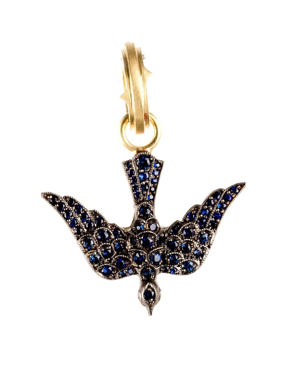SYLVA & CIE-Blue Sapphire Swallow Pendant-YELLOW GOLD