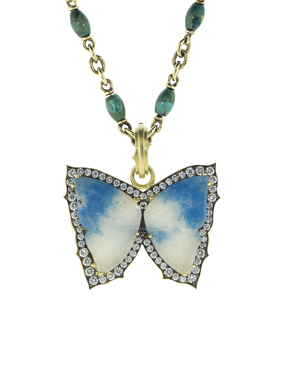SYLVA & CIE-Carved Aquamarine Butterfly Pendant-YELLOW GOLD