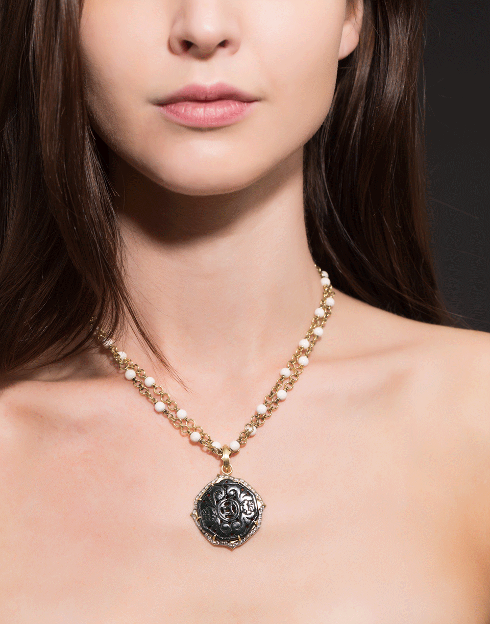 SYLVA & CIE-Carved Black Jade Pendant-YELLOW GOLD