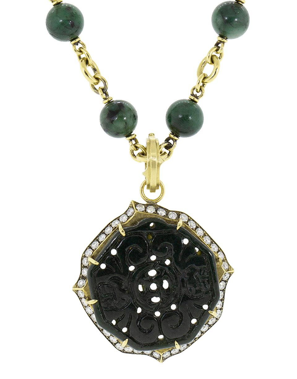 SYLVA & CIE-Carved Black Jade Pendant-YELLOW GOLD