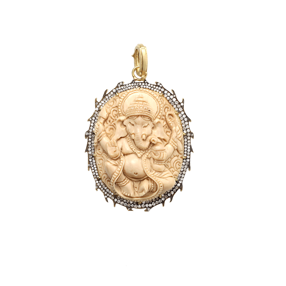 SYLVA & CIE-Carved Mammoth Ganesh Pendant-YELLOW GOLD