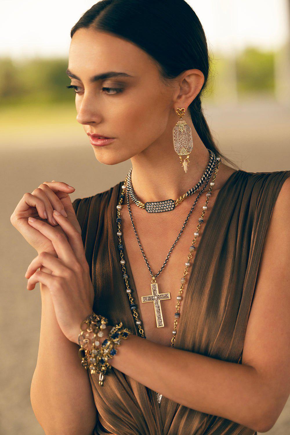 SYLVA & CIE-Diamond Vintage Cross-YELLOW GOLD