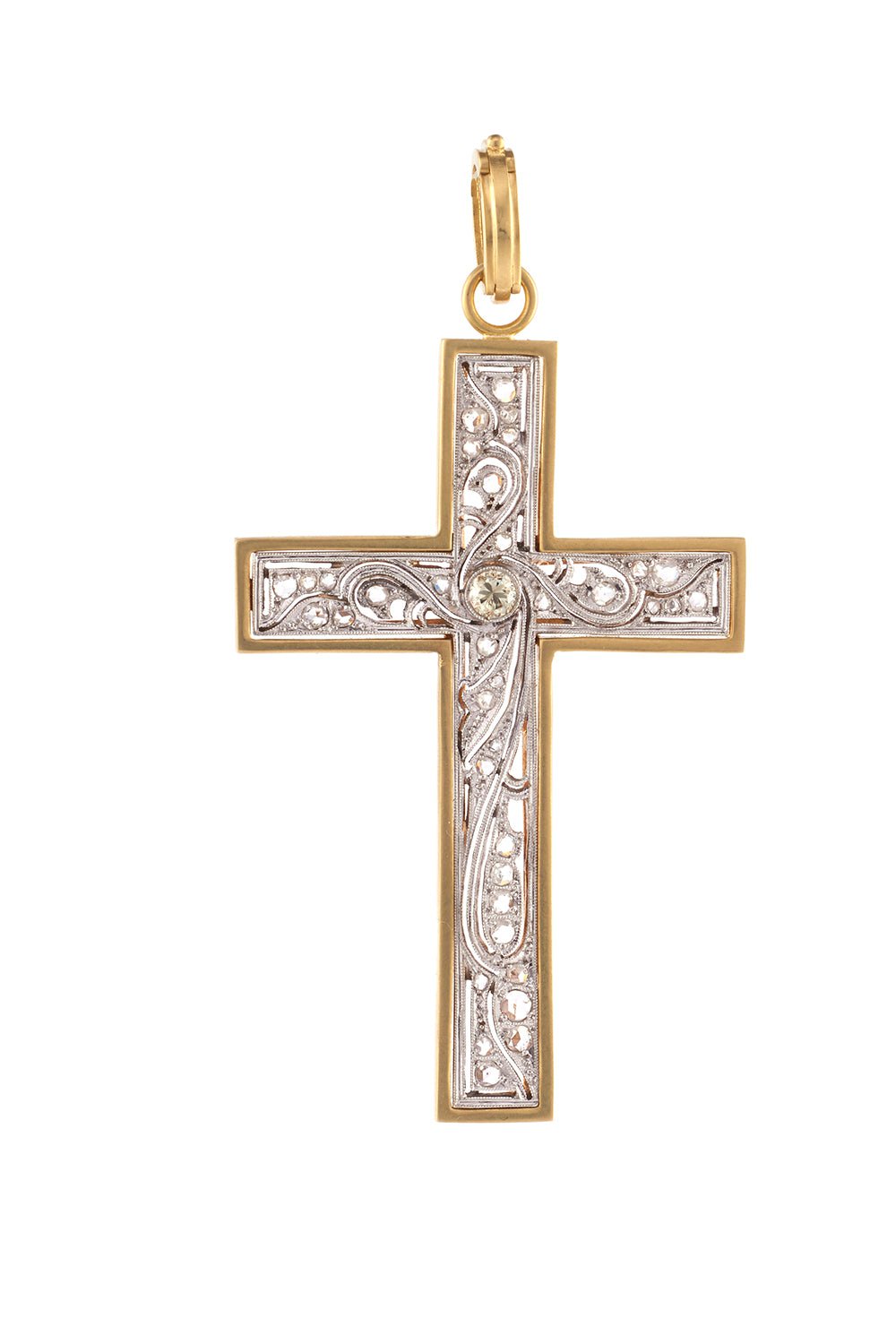 SYLVA & CIE-Diamond Vintage Cross-YELLOW GOLD