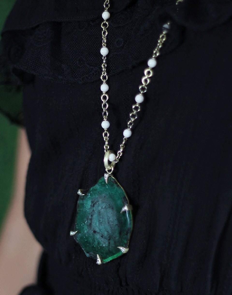 SYLVA & CIE-Emerald Slice Pendant-YELLOW GOLD