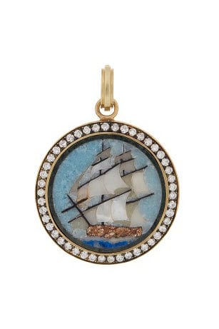 SYLVA & CIE-Gallion Mosaic Ship Pendant-YELLOW GOLD