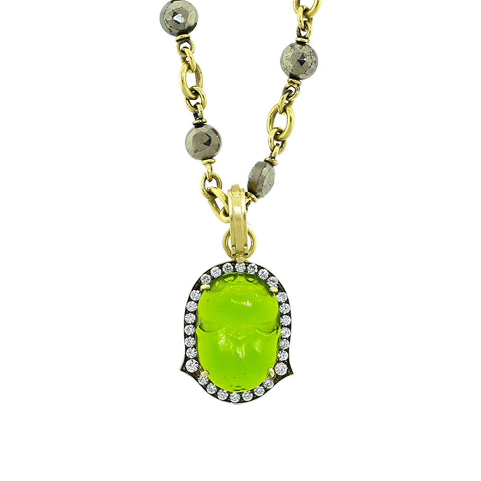 SYLVA & CIE-Green Intaglio Scarab Pendant-YELLOW GOLD