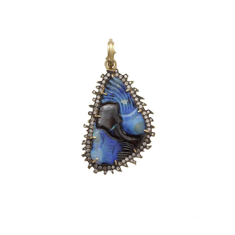 SYLVA & CIE-Hand Carved Jelly Fish Opal Pendant-YELLOW GOLD