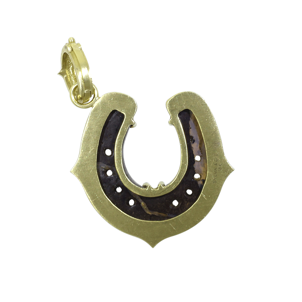 SYLVA & CIE-Hand Carved Opal Horseshoe Pendant-YELLOW GOLD
