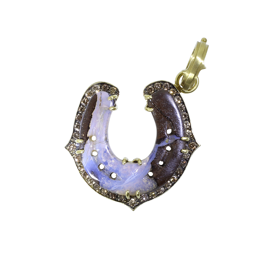 SYLVA & CIE-Hand Carved Opal Horseshoe Pendant-YELLOW GOLD