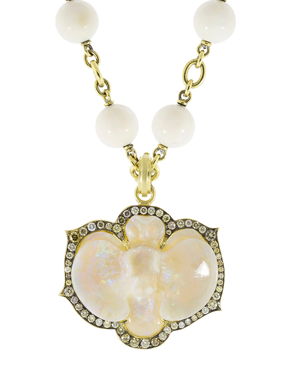 SYLVA & CIE-Hand Carved Opal Orchid Pendant-YELLOW GOLD