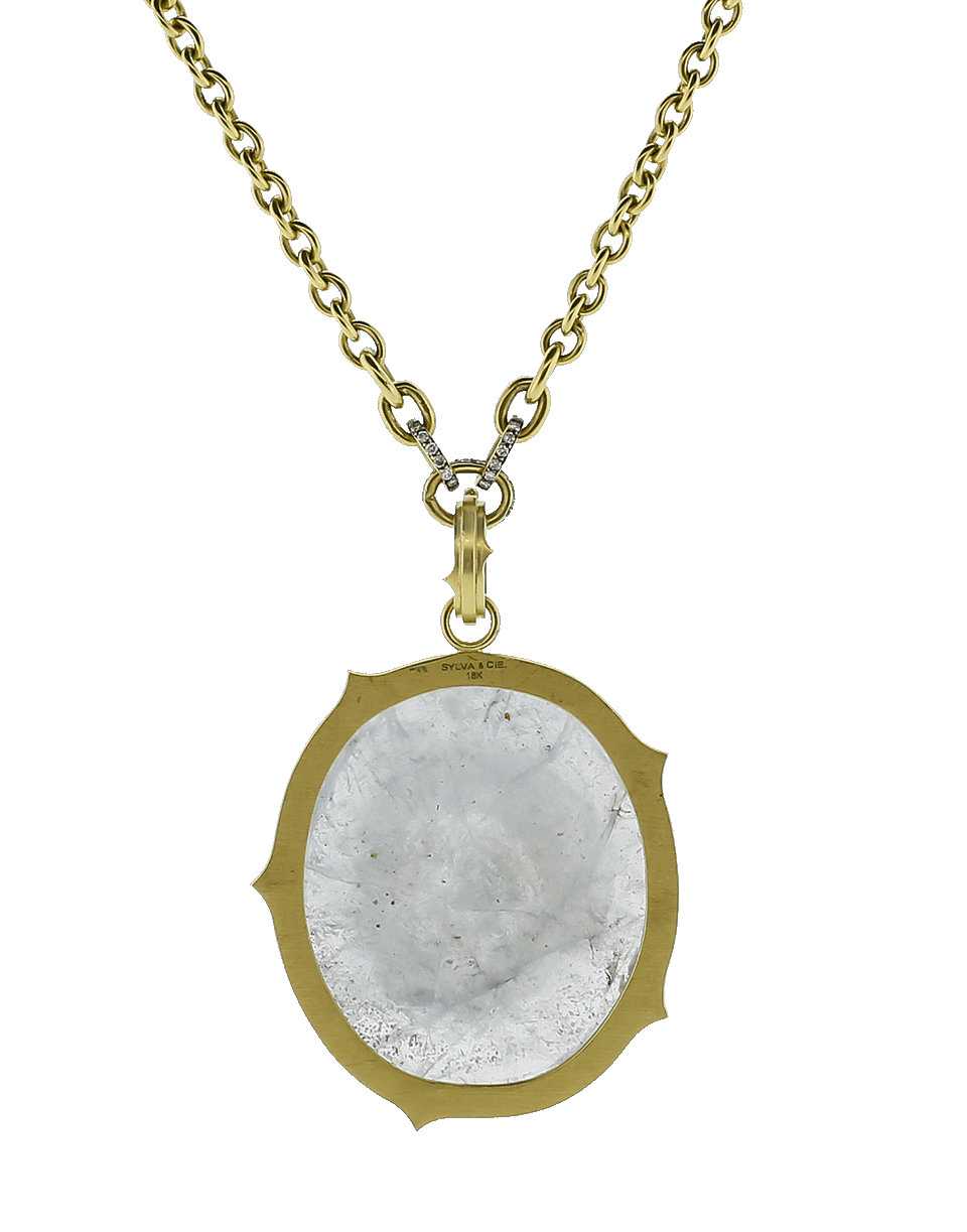 SYLVA & CIE-Oval Aquamarine Faceted Pendant-YELLOW GOLD