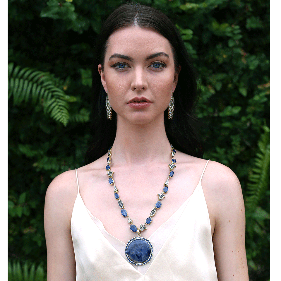 SYLVA & CIE-Sapphire And Diamond Pendant-YELLOW GOLD