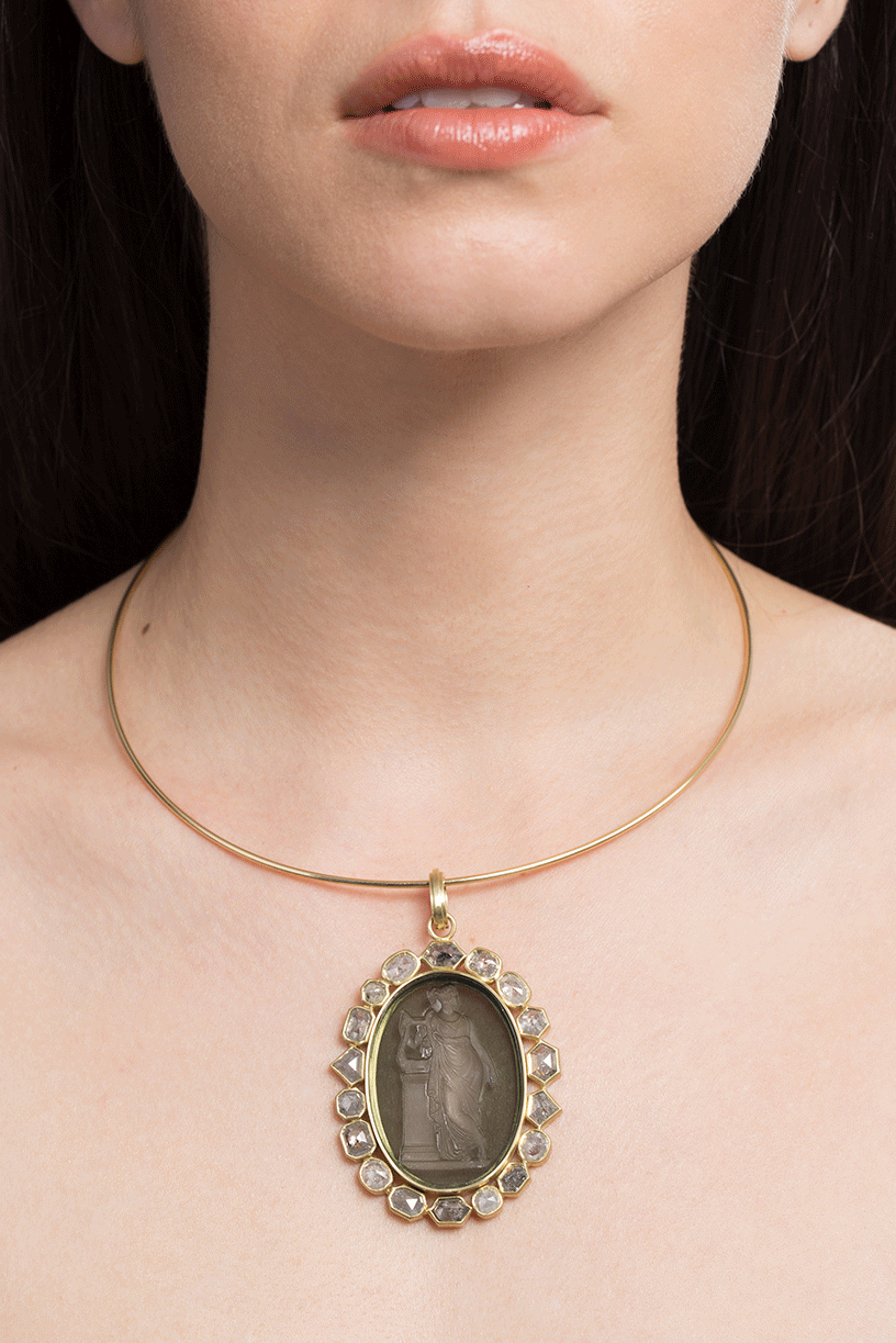 SYLVA & CIE-Venetian Glass Cameo Pendant-YELLOW GOLD