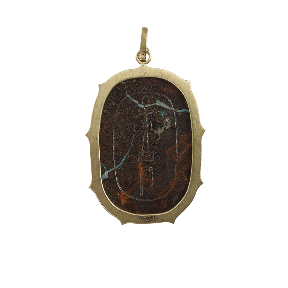 SYLVA & CIE-Hand Carved Opal Scarab Pendant-YLW GOLD