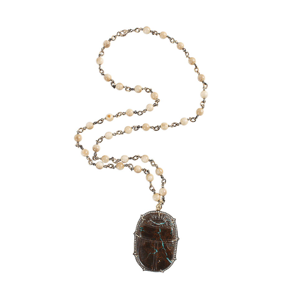 SYLVA & CIE-Hand Carved Opal Scarab Pendant-YLW GOLD