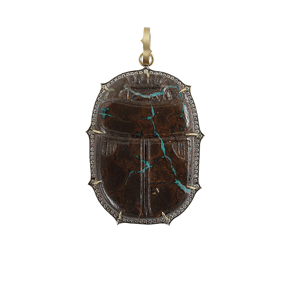 SYLVA & CIE-Hand Carved Opal Scarab Pendant-YLW GOLD