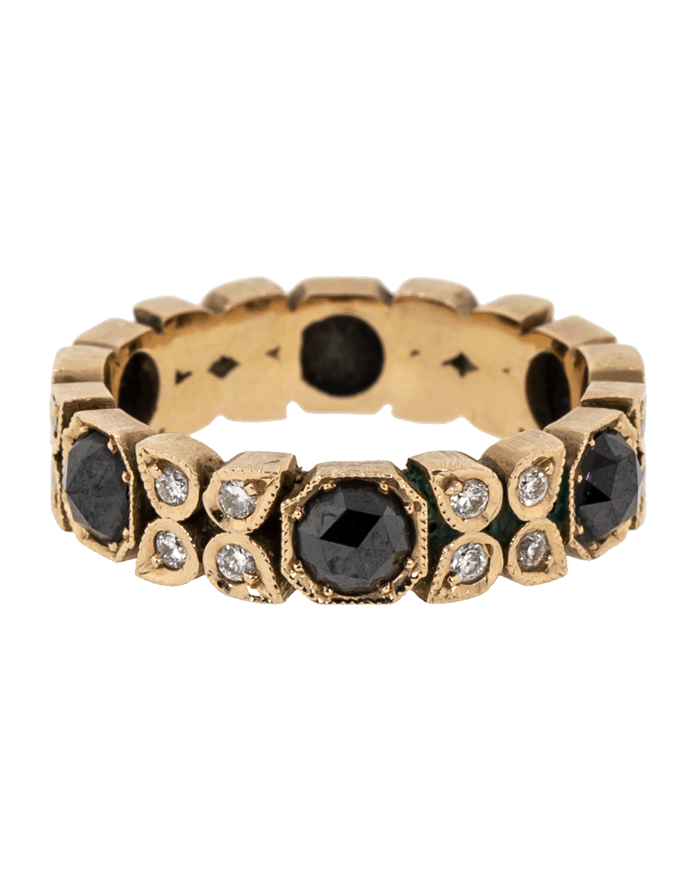SYLVA & CIE-Octogon And Flower Diamond Stack Ring-ROSE GOLD