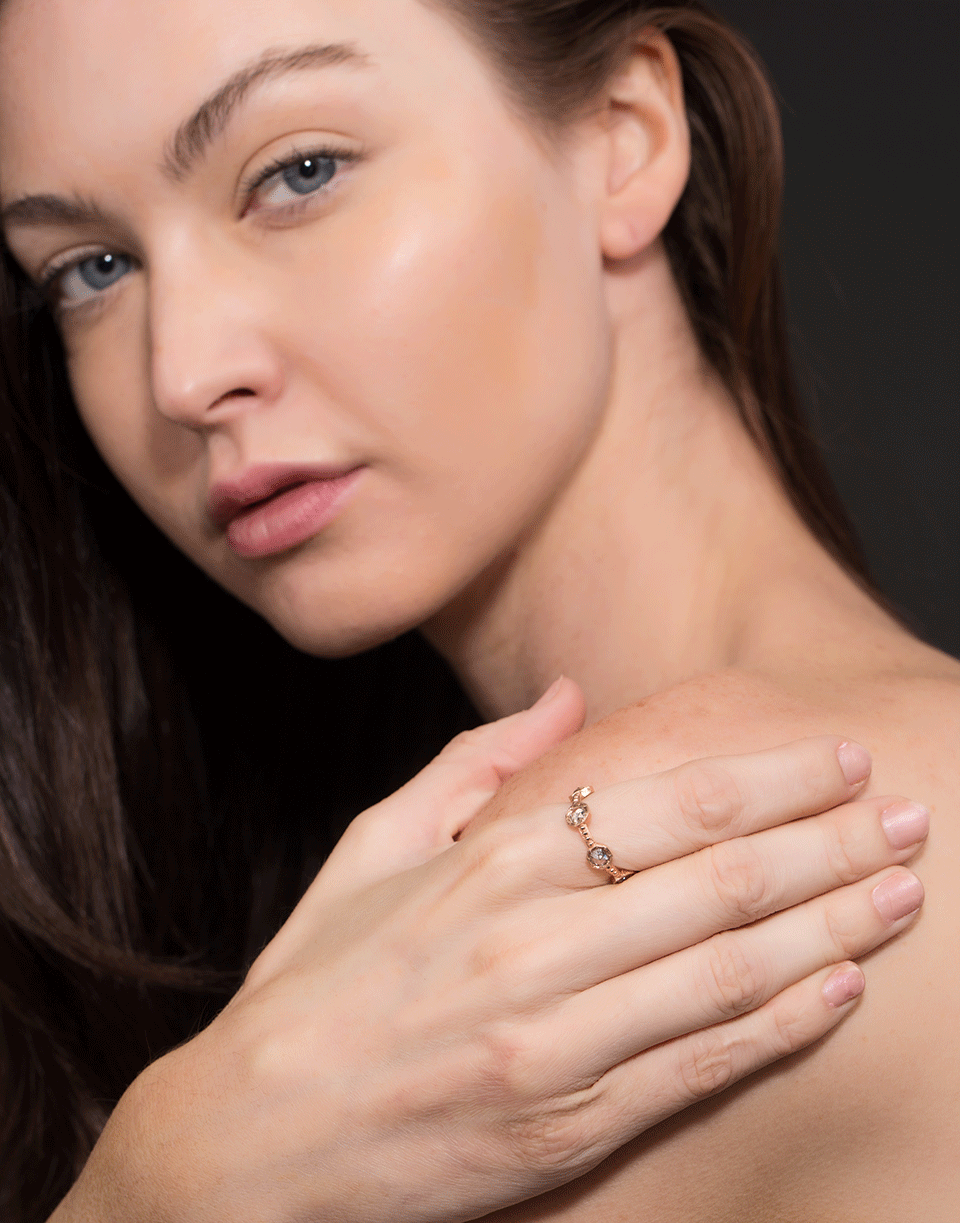 SYLVA & CIE-Rose Cut Champagne Diamond Stack Ring-ROSE GOLD