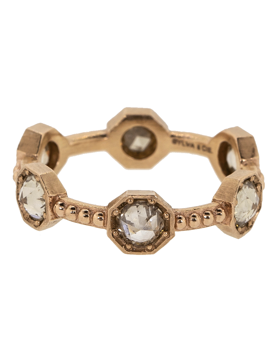 SYLVA & CIE-Rose Cut Champagne Diamond Stack Ring-ROSE GOLD