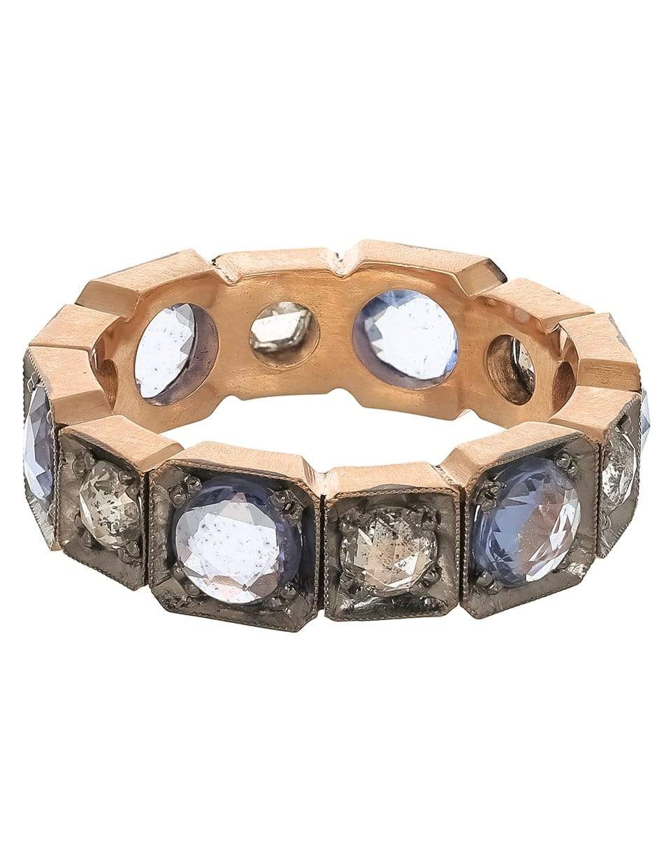 SYLVA & CIE-Rose Cut Diamond and Sapphire Band Ring-ROSE GOLD