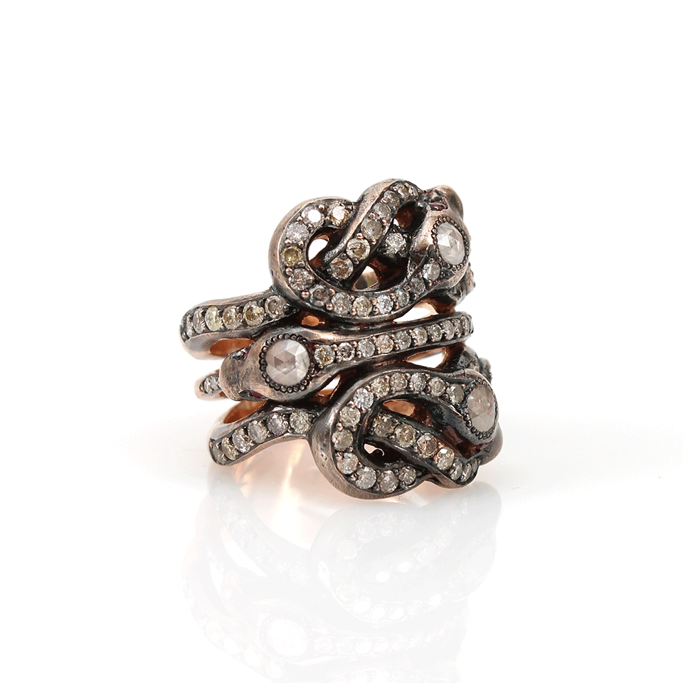SYLVA & CIE-Ruby Triple Snake Ring-ROSE GOLD