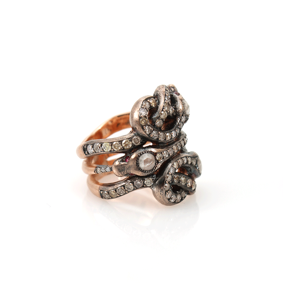 SYLVA & CIE-Ruby Triple Snake Ring-ROSE GOLD