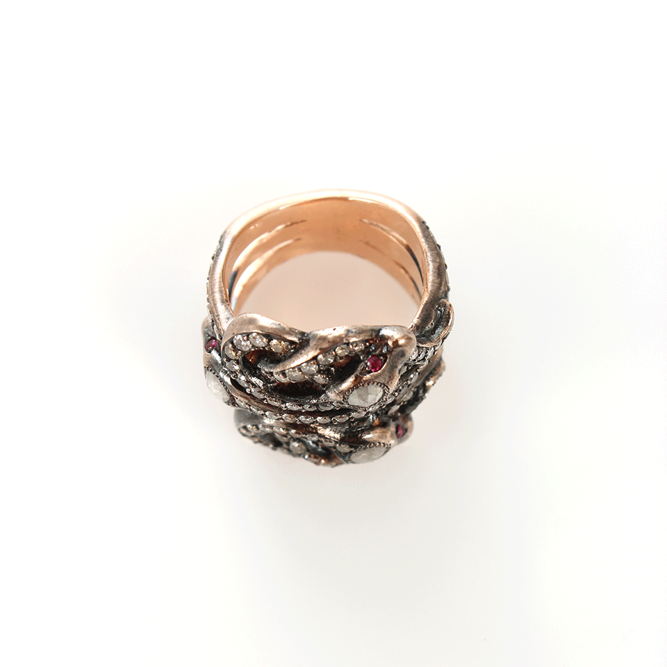 SYLVA & CIE-Ruby Triple Snake Ring-ROSE GOLD