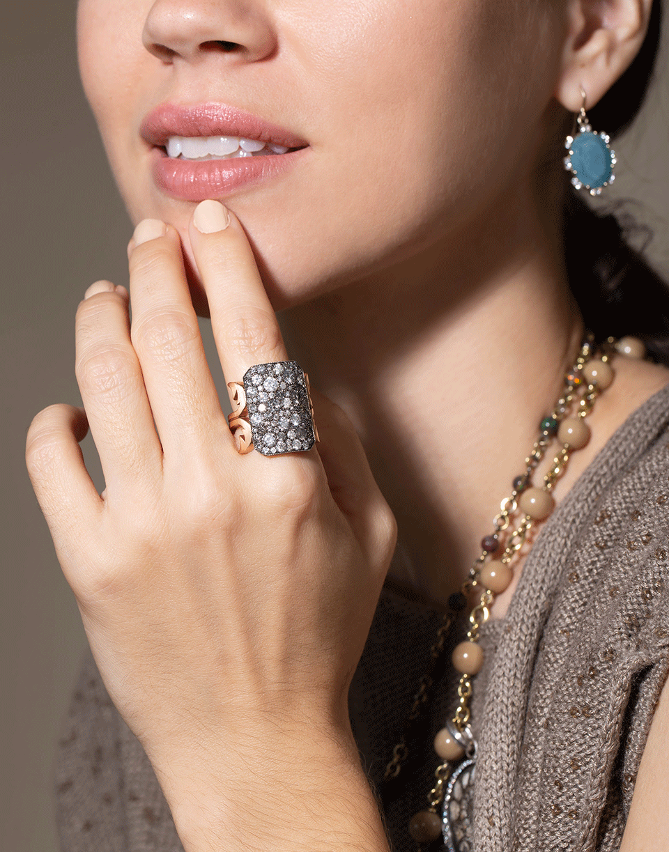 SYLVA & CIE-Grey Diamond Ten Table Ring-ROSE GOLD