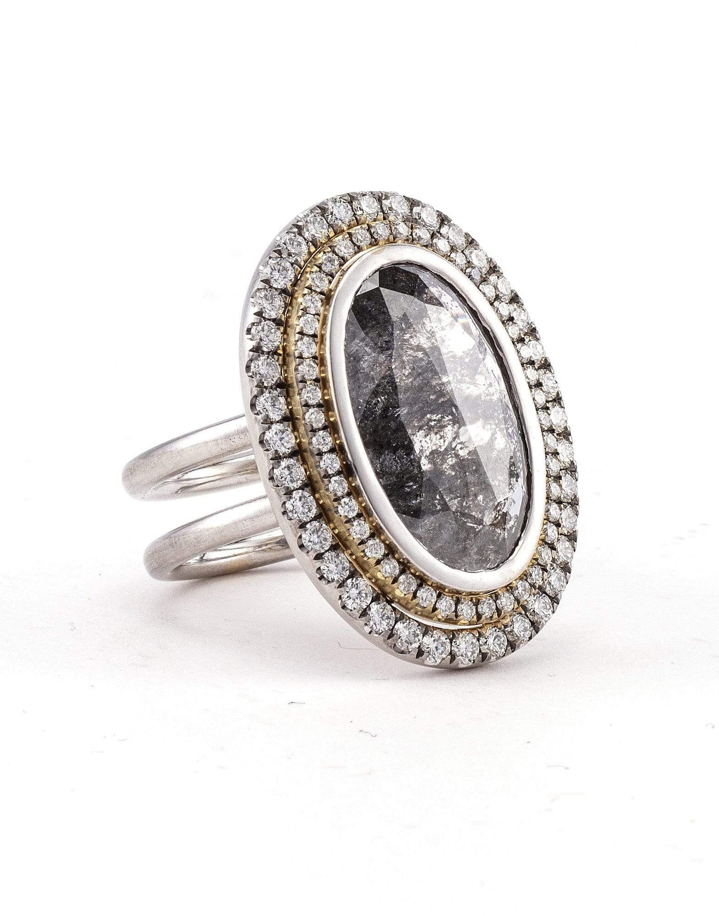 SYLVA & CIE-Constellation Rough Oval Diamond Ring-WHITE GOLD