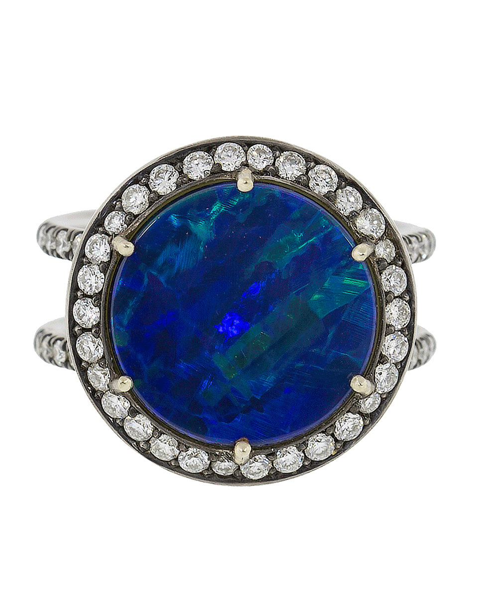 SYLVA & CIE-Round Opal And Diamond Ring-WHITE GOLD