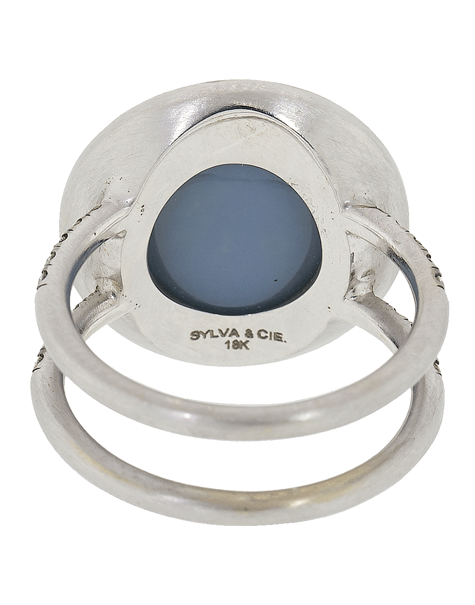 SYLVA & CIE-Round Opal And Diamond Ring-WHITE GOLD
