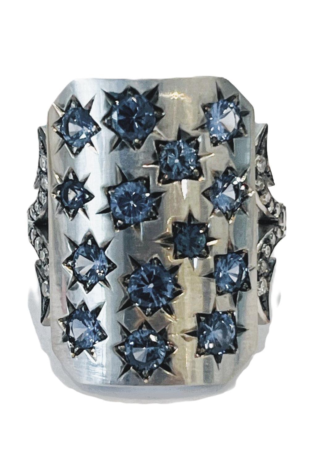  Blue Spinel Diamond Twinkle Ten Table Ring-WHITE GOLD-7-JEWELRYFINE JEWELRING-SYLVA & CIE 